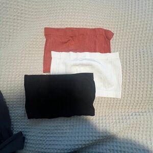 Ribbed strapless Set - Red, White, and Black